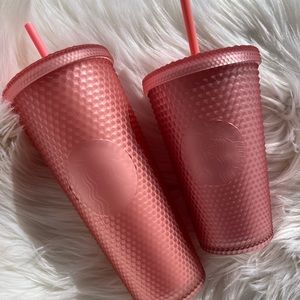 Starbucks studded pink tumblers and Keychain